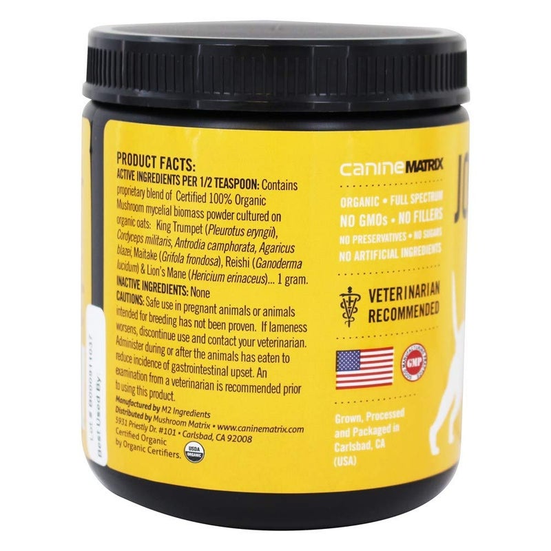 Mushroom Matrix Canine Organic Mushroom Powder Joint and Hip Function Supplement for Dogs & Cats, USA Grown, Joint Health and Hip Function, 200 Grams (Packaging May Vary) - Image 3