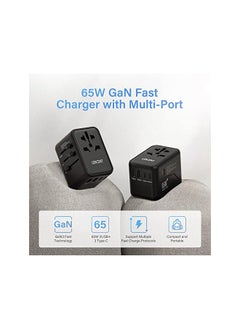 Lencent Universal Travel Adapter, GaN III 65W International Charger with 2 USB Ports & 3 USB-C PD Fast Charging Adaptor, Worldwide Wall Charger for iPhone,Samsung,Laptops, Type A/C/G/I (USA/UK/EU/AUS)  - Image 4