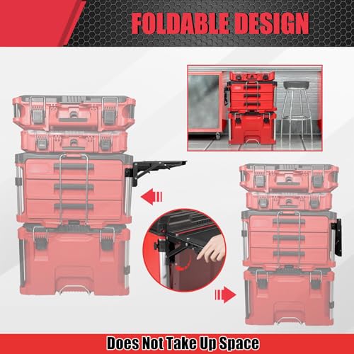 BPOPO Folding Magnetic Side Table Compatible with Milwaukee Packout Toolbox NoDrill Packout Accessories Organizer with Magnetic Tool Tray - Image 3