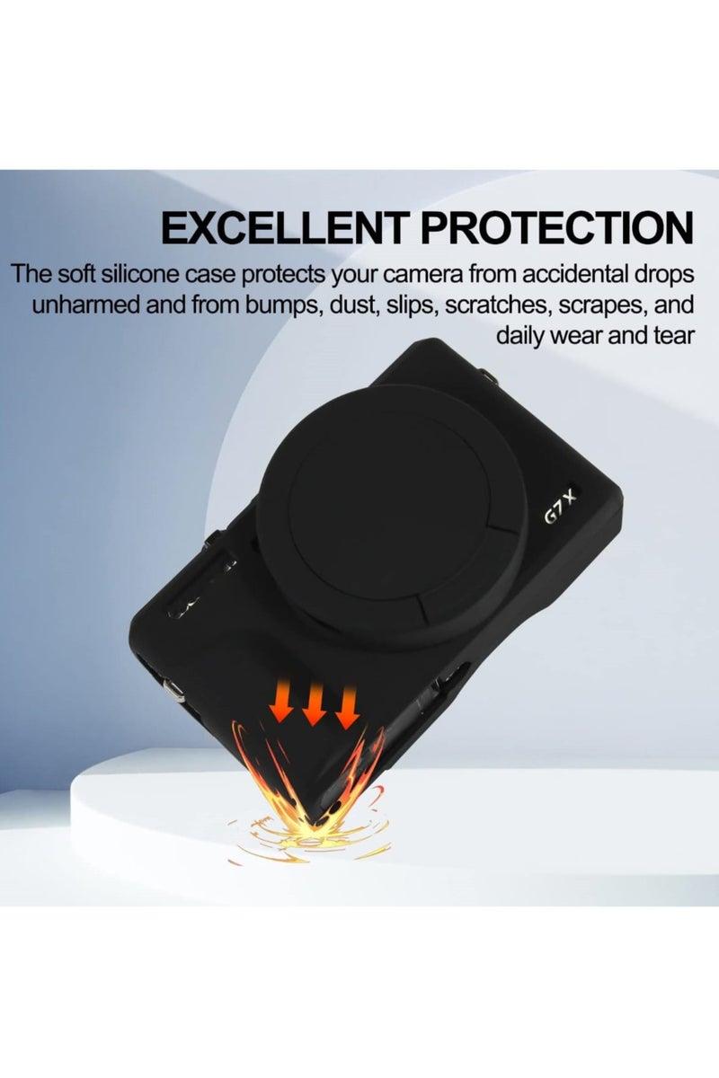 Silicone Gel Camera Case for Canon PowerShot G7x Mark III Protective Rubber Soft Camera Cover Bag Black - Image 3