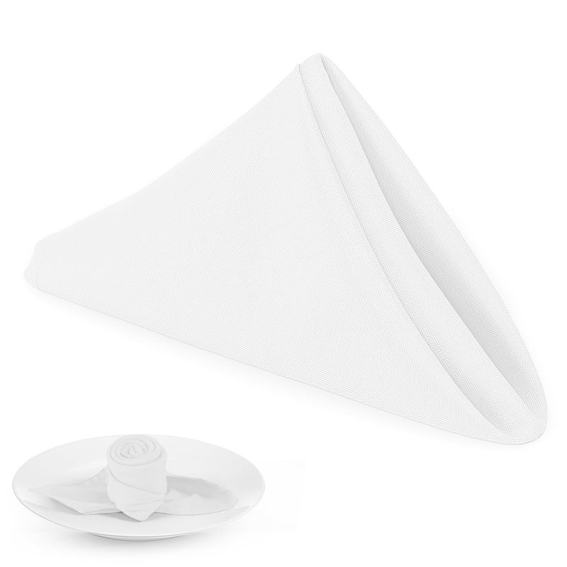 PLOYMONO White Heavy Duty Cloth Napkins 17 x 17 Inch Solid Washable Polyester Dinner Napkins Set of 8 Napkins with Hemmed Edges Great for Weddings Parties Banquets Dinner More
