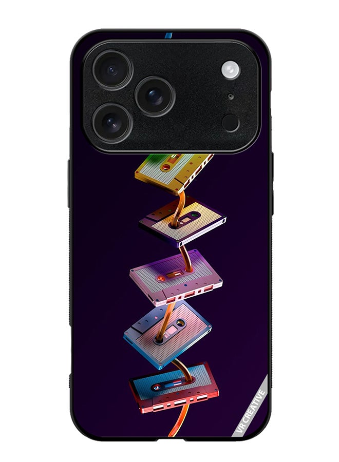 VR CREATIVE Protective Case Cover For Apple iPhone 17 Pro Max Cassette Tape Design Multicolour