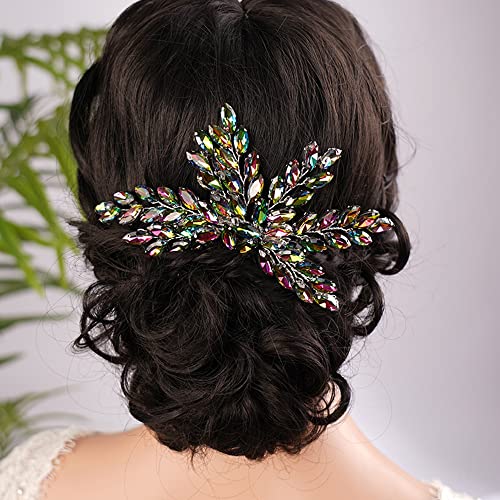 Jumwrit Wedding Hair Comb Handmade Crystal Hair Comb Rhinestone Bridal Headpiece Hair Clip Fashion Hair Accessories for Wedding Bride Bridesmaid（Multicolour） - Image 2