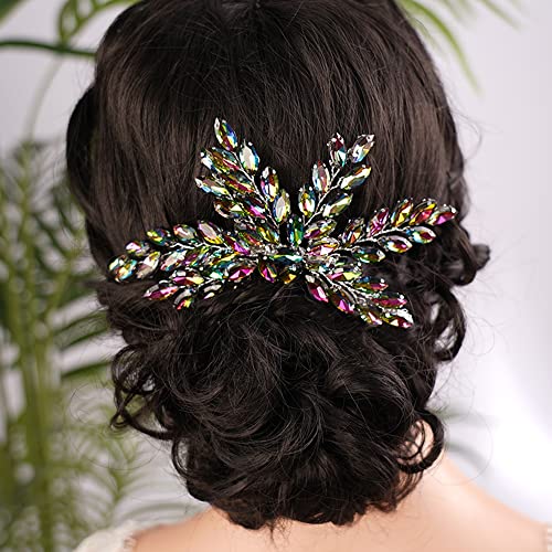 Jumwrit Wedding Hair Comb Handmade Crystal Hair Comb Rhinestone Bridal Headpiece Hair Clip Fashion Hair Accessories for Wedding Bride Bridesmaid（Multicolour） - Image 1