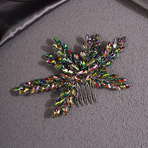 Jumwrit Wedding Hair Comb Handmade Crystal Hair Comb Rhinestone Bridal Headpiece Hair Clip Fashion Hair Accessories for Wedding Bride Bridesmaid（Multicolour） - Image 3