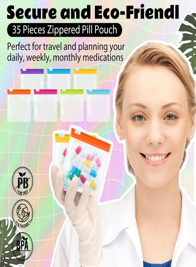 Sherr شير 29 قطعة حقيبة حبوب بسحاب مجموعة أكياس حبوب قابلة لإعادة الاستخدام حقيبة طبية بلاستيكية شفافة حقيبة طبية قابلة للإغلاق لتنظيم الأدوية للسفر تخزين السفر مع قفل منزلق للأشياء الصغيرة - Image 4