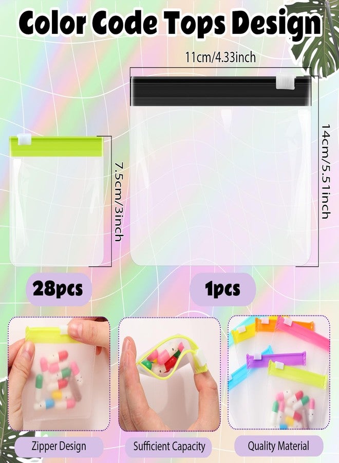 Sherr شير 29 قطعة حقيبة حبوب بسحاب مجموعة أكياس حبوب قابلة لإعادة الاستخدام حقيبة طبية بلاستيكية شفافة حقيبة طبية قابلة للإغلاق لتنظيم الأدوية للسفر تخزين السفر مع قفل منزلق للأشياء الصغيرة - Image 2