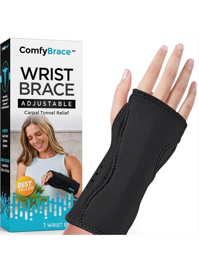 ComfyBrace Cushioned Sleep Support Wrist Brace - Fits Both Hands to Help Relieve Carpal Tunnel Pain, One Size Fits All (1 Brace) - Image 1