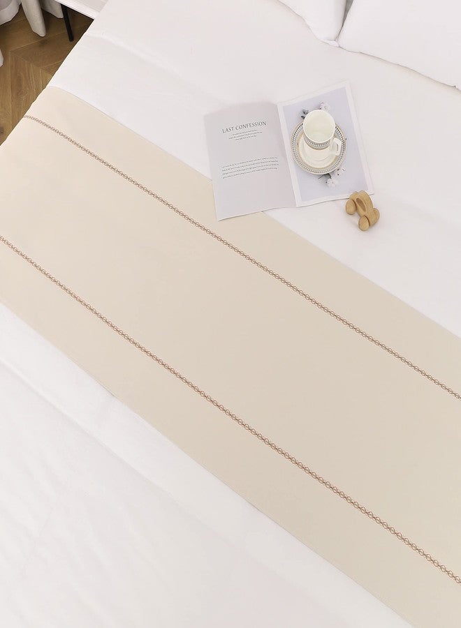 JADE POKE Bed Runner 260 x 50 cm for King Size Bed, Bed Throws for Foot of Bed, Beige Bed Runner Bedding Scarves Decorations for Bedroom Hotel Wedding Room - Image 2