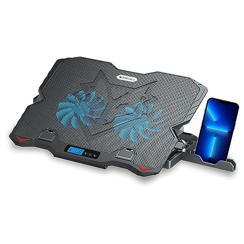ZEBRONICS مبرد لابتوب قوي Zebronics NC5500D مع مروحتين 125 مم مزدوجتين، تشغيل هادئ، سرعة مروحة قابلة للتعديل، شاشة، أدوات تحكم، USB، حامل قابل للسحب بخمس خطوات وحامل للهاتف المحمول - Image 1