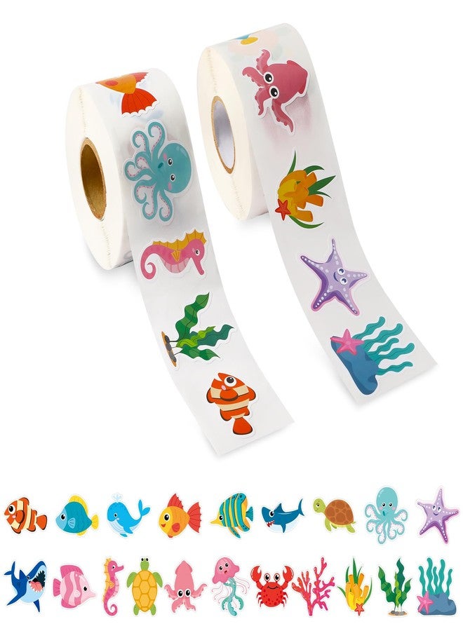 SANNIX 1200PCS Ocean Animal Stickers, 20 Styles Qcean Stickers Cartoon Sea Creature Sticker Fish Labels for Classroom Rewards Under The Sea Theme Party Computer Water Bottle Craft Supplies - Image 1