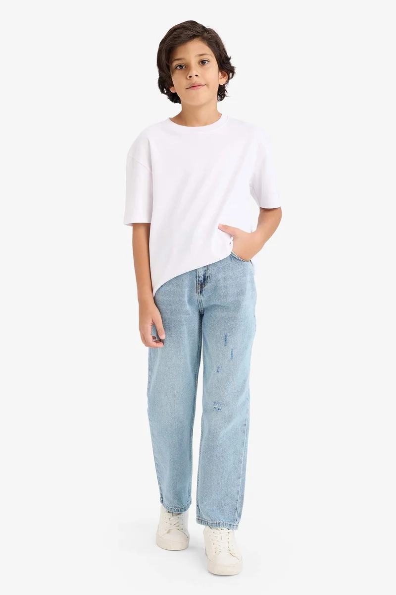 DeFacto Boy Loose Fit Ripped Detail Straight Leg Jeans