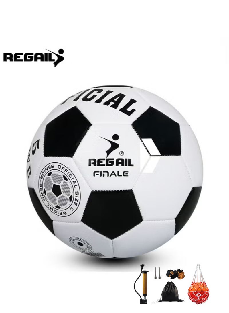 REGAIL Professional Football Competition Ball - Size 4 High-Quality PU Leather Football - Essential for Training and Matches - Includes Free Gift - Image 1