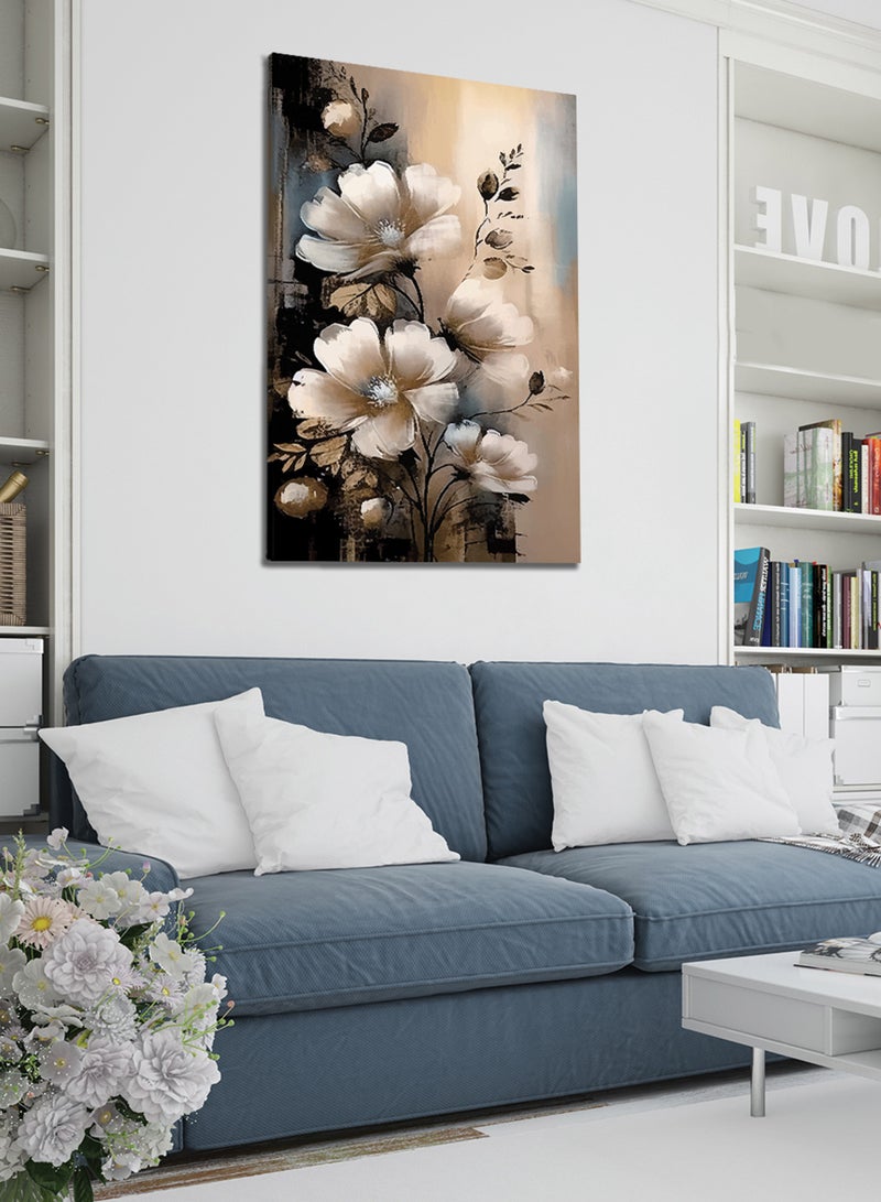 لوحة كانفاس على إطار خشبي بتصميم فن تجريدى للزهور - Image 2