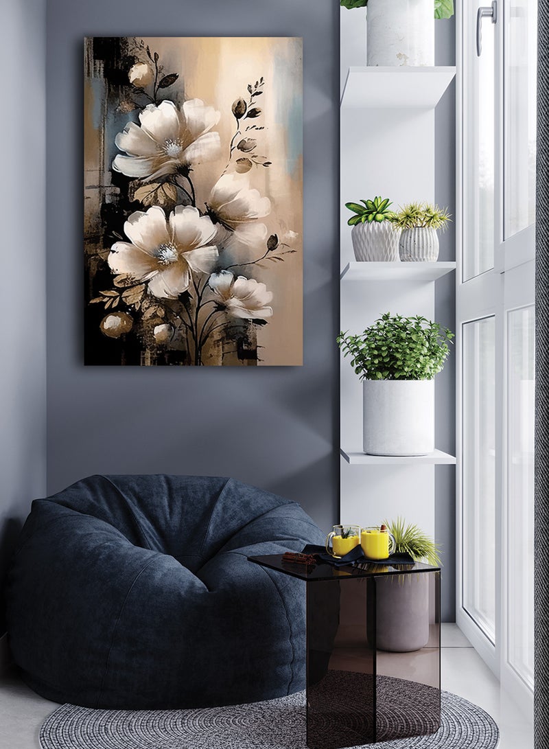 لوحة كانفاس على إطار خشبي بتصميم فن تجريدى للزهور - Image 3