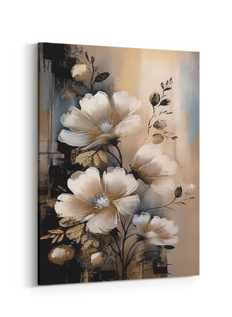 لوحة كانفاس على إطار خشبي بتصميم فن تجريدى للزهور - Image 4