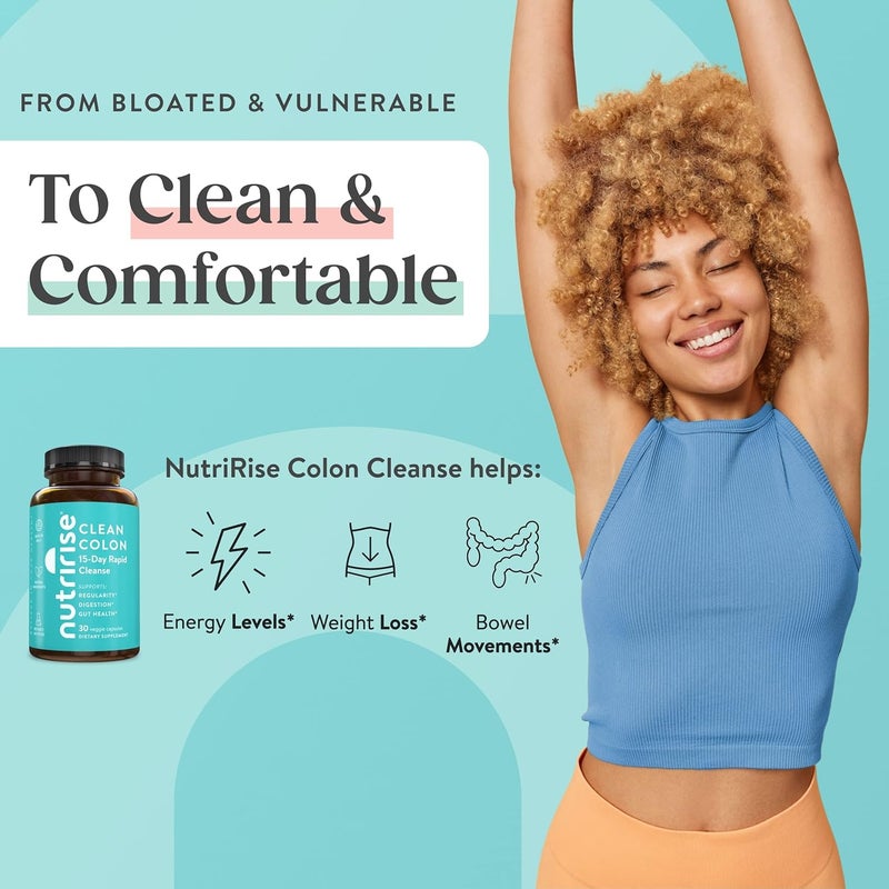 NUTRIRISE تنظيف القولون السريع لمدة 15 يومًا من نوتري رايز لصحة الأمعاء دعم الهضم مع البروبيوتيك والألياف للإمساك والانتظام والانتفاخ خالي من السكر والجلوتين - Image 4
