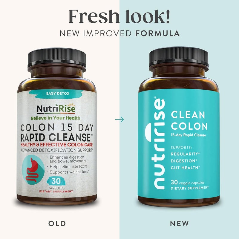 NUTRIRISE تنظيف القولون السريع لمدة 15 يومًا من نوتري رايز لصحة الأمعاء دعم الهضم مع البروبيوتيك والألياف للإمساك والانتظام والانتفاخ خالي من السكر والجلوتين - Image 2