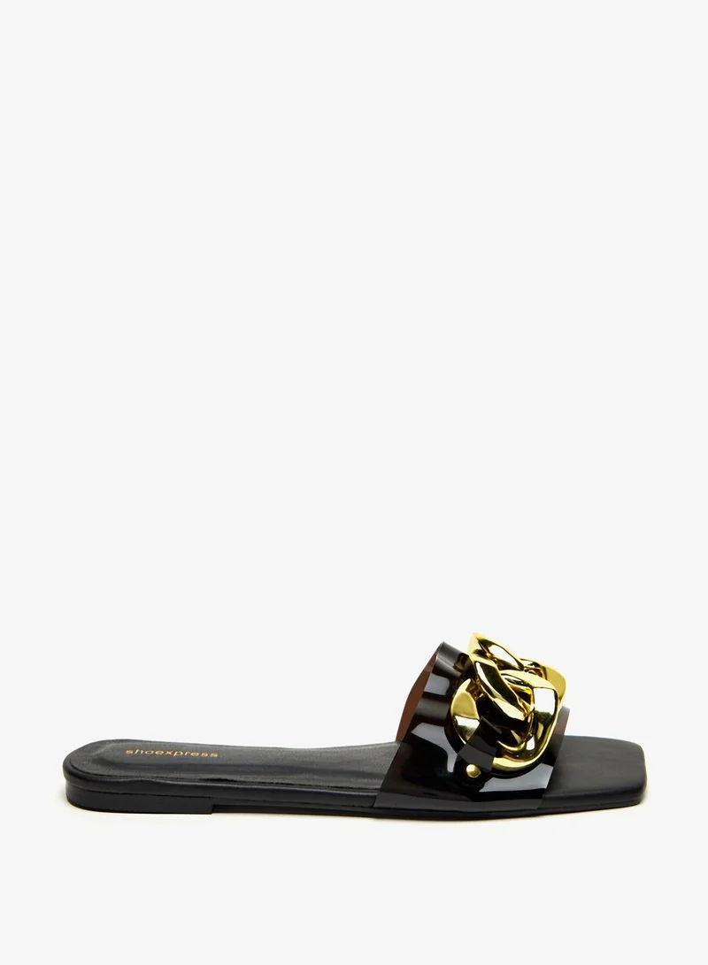 شو اكسبرس Chunky Chain Accent Slip-On Sandals
