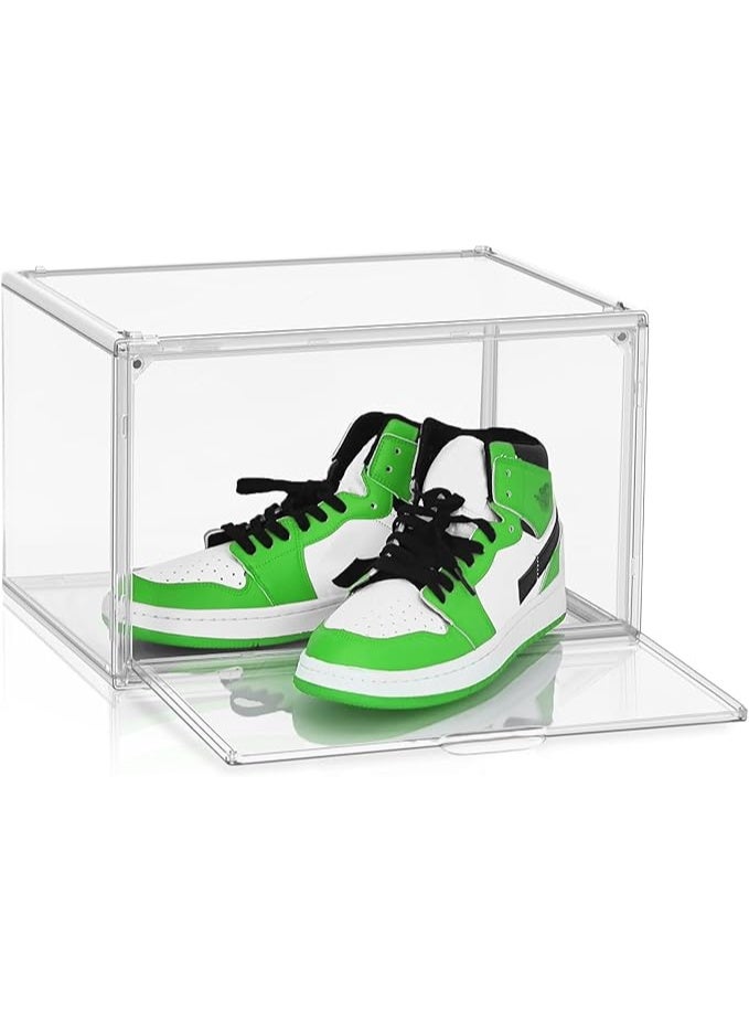 Sneakkool Clear Acrylic Shoe Box, Stackable Everyday Footwear Storage | Fits size 14 sneakers, casual shoes and athletic footwear. Clear acrylic design with magnetic door & dustproof storage. Pack of 10 - Image 1