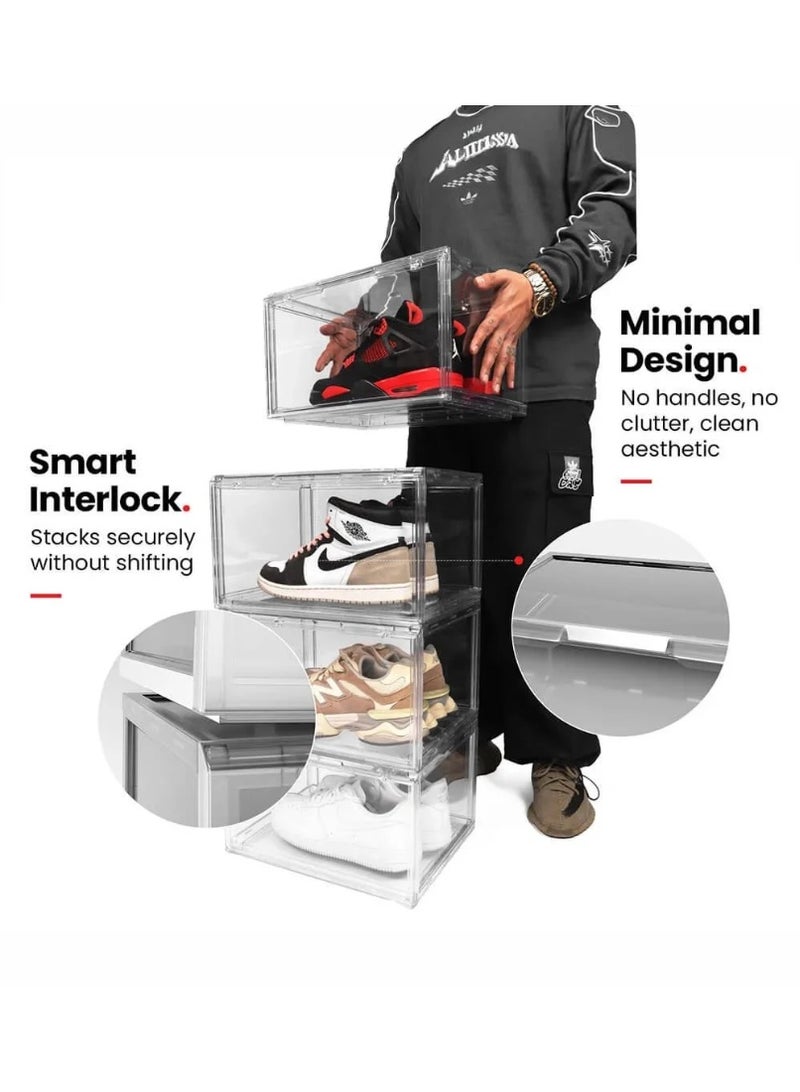 Sneakkool Clear Acrylic Shoe Box, Stackable Everyday Footwear Storage | Fits size 14 sneakers, casual shoes and athletic footwear. Clear acrylic design with magnetic door & dustproof storage. Pack of 10 - Image 5