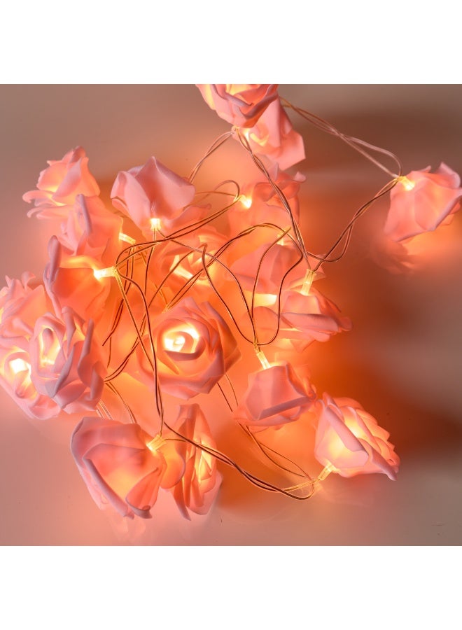 NAGAFA SHOP Pink Rose LED Garland – 20 Battery-Powered Lights for Romantic and Joyful Décor3M - Image 1
