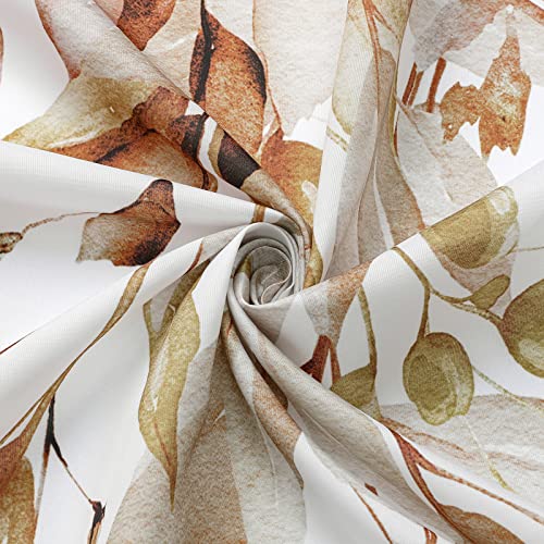 Gibelle Brown Eucalyptus Shower Curtain, Watercolor Plant Leaves with Floral Bathroom Shower Curtain Set with Hooks, 72x72 - Image 5