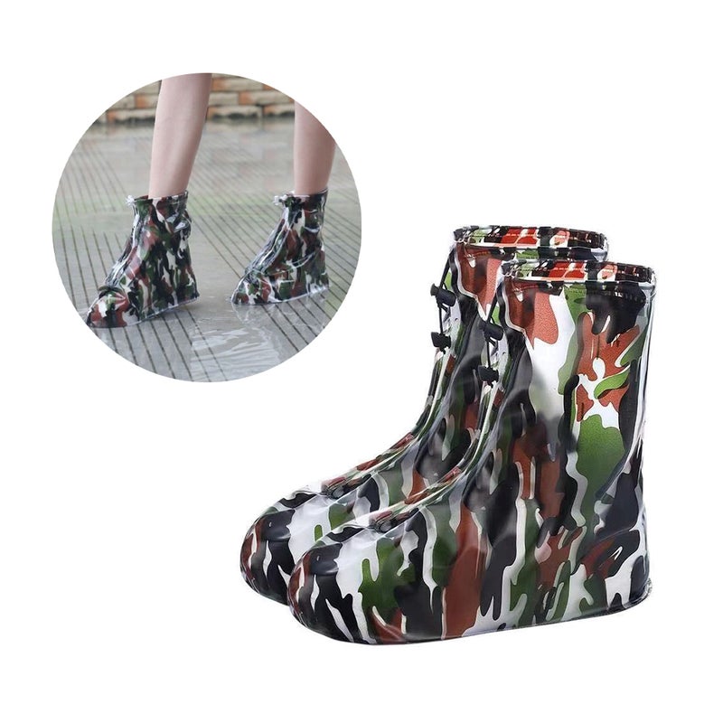 1 Pair of Rainproof Shoe Covers PVC High Tube Rainshoes Non- Shoe Protector - Size /37-38 (Green) - Image 2