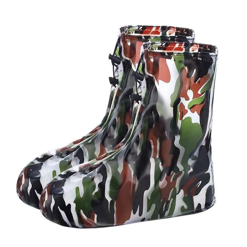 1 Pair of Rainproof Shoe Covers PVC High Tube Rainshoes Non- Shoe Protector - Size /37-38 (Green) - Image 5