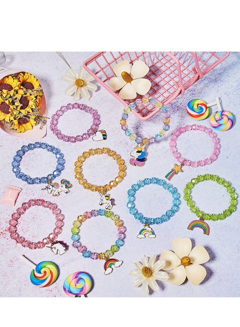 SYOSI 9 Pieces Colorful Unicorn Bracelet Girls Rainbow Unicorn Bracelets Unicorn Cute Beaded Jewelry Bracelet for Gift Goodie Bag Stuffers Birthday Party  - Image 2