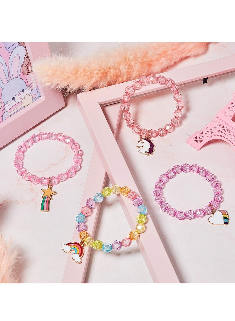 SYOSI 9 Pieces Colorful Unicorn Bracelet Girls Rainbow Unicorn Bracelets Unicorn Cute Beaded Jewelry Bracelet for Gift Goodie Bag Stuffers Birthday Party  - Image 3
