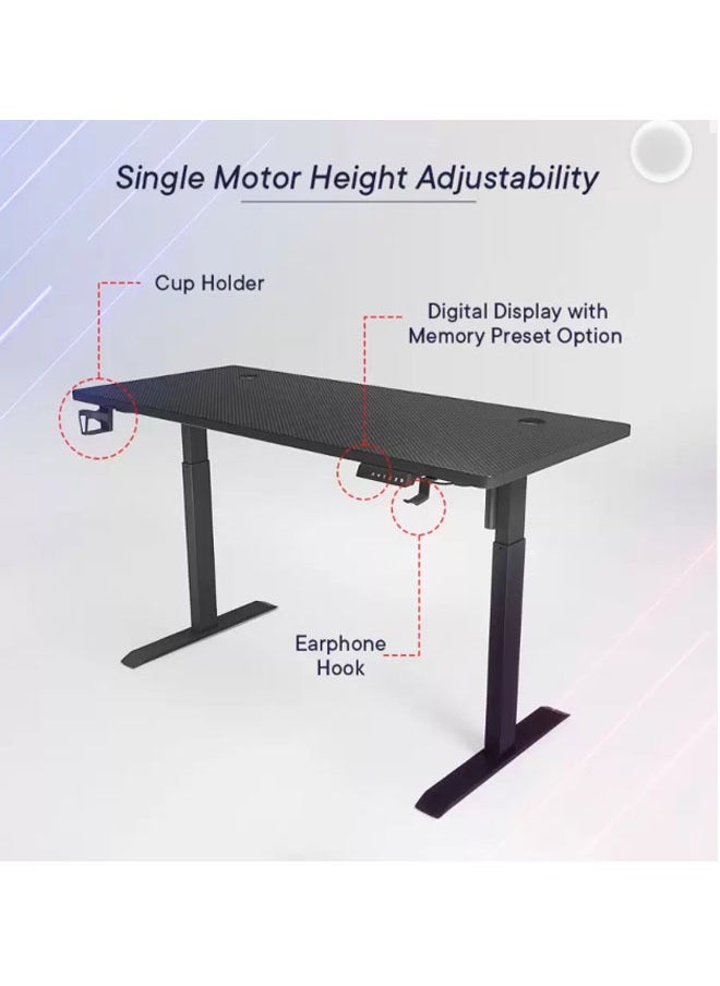NKX - Multifunctional Adjustable Height Gaming Desk with Remote, Handle Rack, Cup Holder, USB Socket and Headphone Hook 120 CM - Image 1
