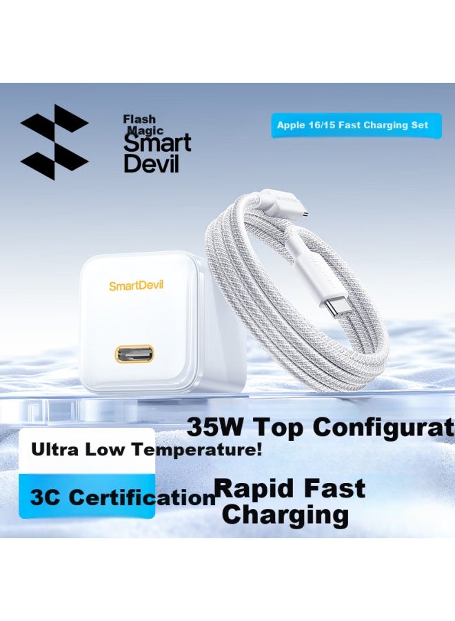 Smartdevil Official Genuine 35W Small Square Apple Charging Kit Gallium Nitride Pd Charger Iphone 16 Pro Max 15/14 Fast Charging Head Ipad - Image 1