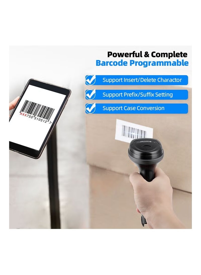 WALALLA 3-in-1 Connectivity Barcode Scanner with Charging Base - 2D/QR/1D Wireless Reader with 2200mAh All-Day Battery, Drop-Shock Protection & Hands-Free Scanning for Windows/Mac/Android/iOS - Image 3