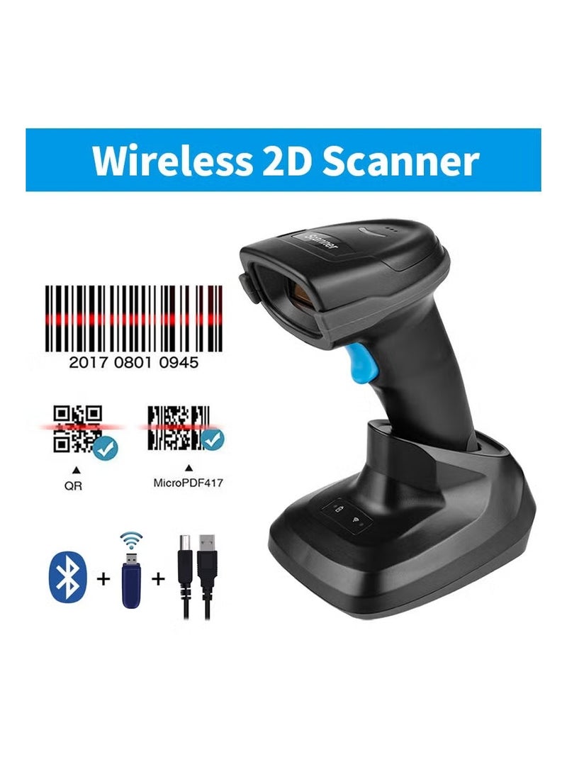 WALALLA 3-in-1 Connectivity Barcode Scanner with Charging Base - 2D/QR/1D Wireless Reader with 2200mAh All-Day Battery, Drop-Shock Protection & Hands-Free Scanning for Windows/Mac/Android/iOS - Image 1
