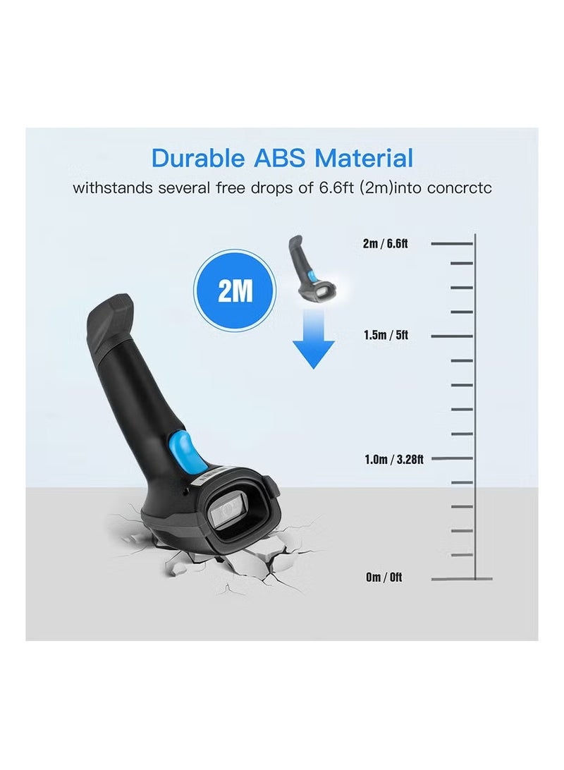 WALALLA 3-in-1 Connectivity Barcode Scanner with Charging Base - 2D/QR/1D Wireless Reader with 2200mAh All-Day Battery, Drop-Shock Protection & Hands-Free Scanning for Windows/Mac/Android/iOS - Image 2