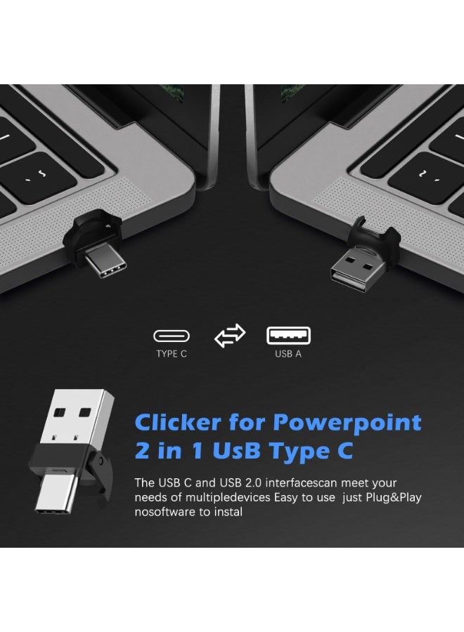 FDTY USB & Type-C 2 in 1 Clicker for Powerpoint,328FT Wireless Presenter Remote PPT PowerPoint Clicker,2.4GHz Hyperlink Volume Presentation Clicker for Powerpoint Computer Laptop Mac - Image 4