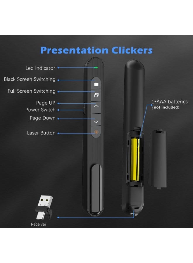 FDTY USB & Type-C 2 in 1 Clicker for Powerpoint,328FT Wireless Presenter Remote PPT PowerPoint Clicker,2.4GHz Hyperlink Volume Presentation Clicker for Powerpoint Computer Laptop Mac - Image 2