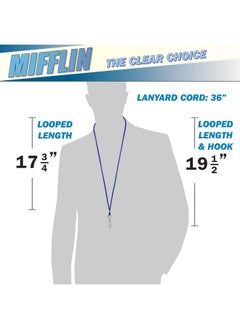 MIFFLIN -Usa Lanyard (Blue, 3.5X2.25 Inch, 100 Pack) With Clear Plastic Horizontal Id Badge Holder, Heavy Duty Name Pouch With Soft, Woven, Neck Lanyards  - Image 3