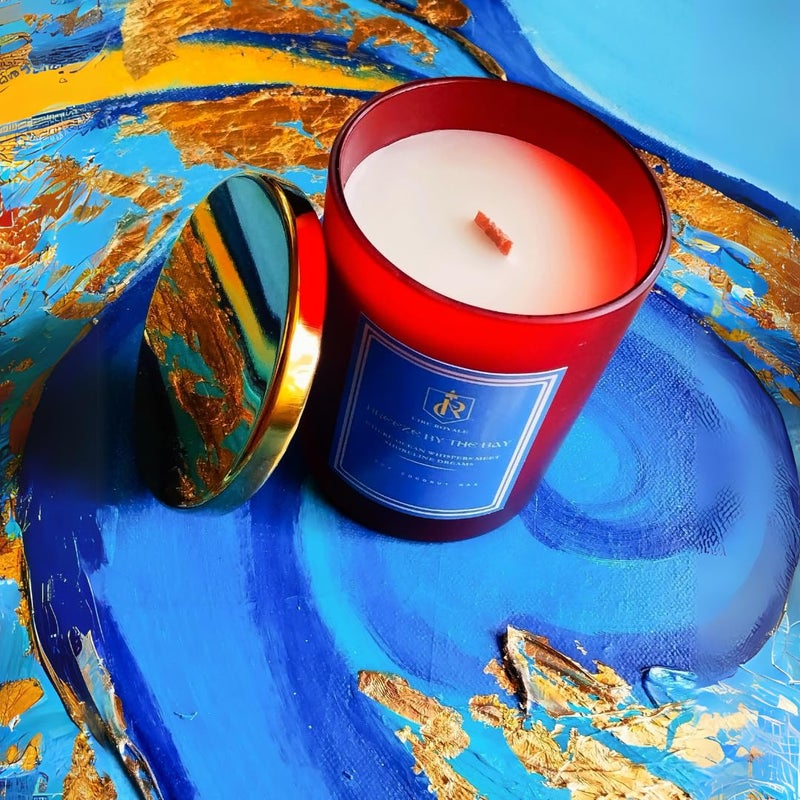 Breeze by The Bay Blend of Aqua Greens Vetiver and Patchouli Cire Royale Luxury Scented Candle with Golden Lid 100 Soy Coconut Wax Blend Large 200gms Breeze by The BayFestive Season Sale
