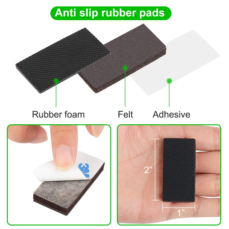 PremiFix Rectangle Non Slip Furniture Pads 8 Pieces 1x2 inch, Anti Slip Rubber Furniture Pads, Furniture Grippers for Hardwood Floors, Rubber Furniture Feet, Furniture Stoppers to Prevent Sliding - Image 2