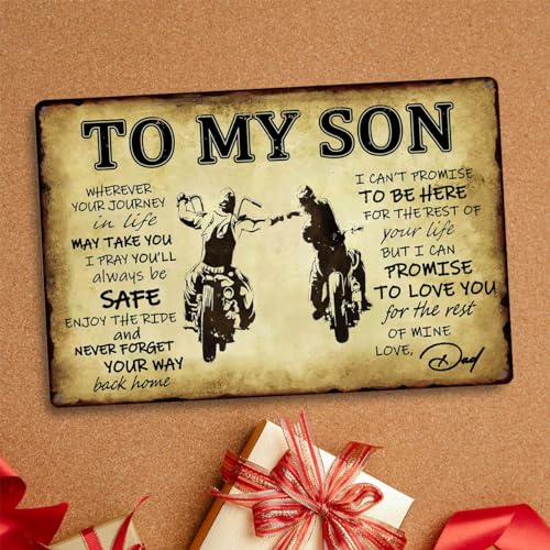 tosles To My Son Metal Sign Dad Present To Son Sign Funny Tin Signs Vintage Wall Decor Bikers Metal Prayer Plaque To My Son Gifts From Dad Inspirational Poster Sign 8x12 Inch - Image 4