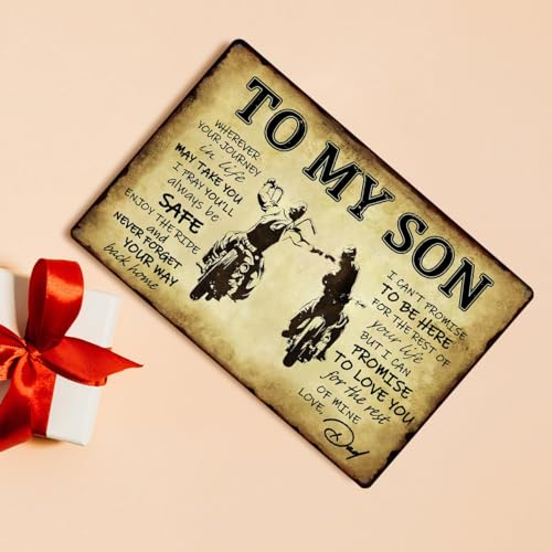 tosles To My Son Metal Sign Dad Present To Son Sign Funny Tin Signs Vintage Wall Decor Bikers Metal Prayer Plaque To My Son Gifts From Dad Inspirational Poster Sign 8x12 Inch - Image 5