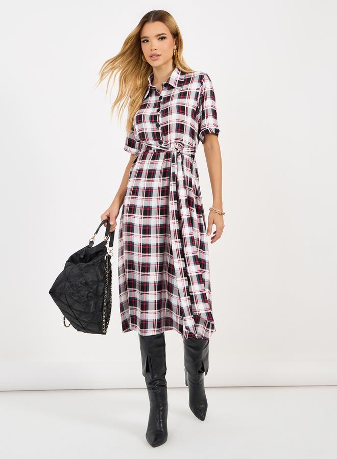 Styli Plaid Button-Up Dress  - Image 1