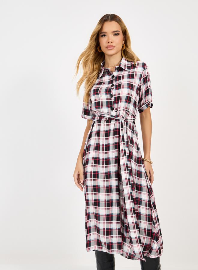Styli Plaid Button-Up Dress  - Image 5