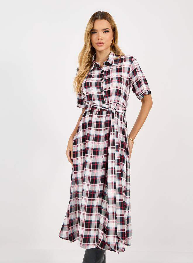 Styli Plaid Button-Up Dress  - Image 2