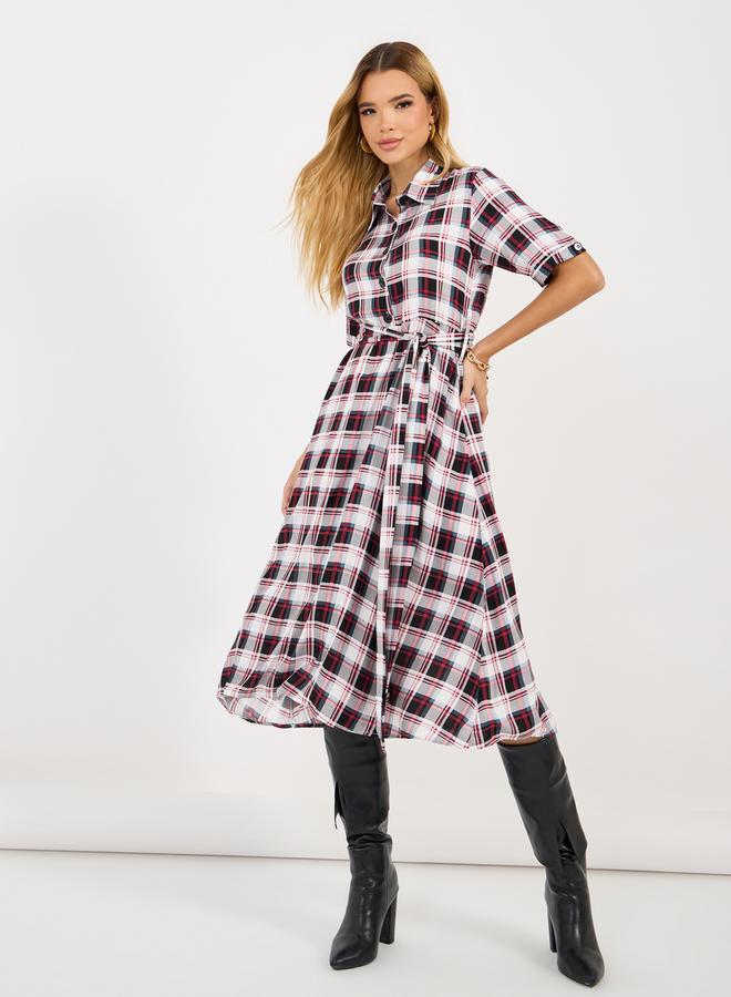 Styli Plaid Button-Up Dress  - Image 4