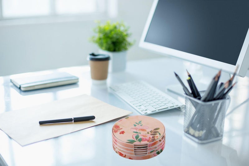 sunlife | Premium Orchid Floral Tea Coaster Set | Durable Melamine, Heat & Cold Resistant, Stain Resistant, Attractive Design | Perfect for Coffee, Tea, and Table Protection (Pink) - Image 5