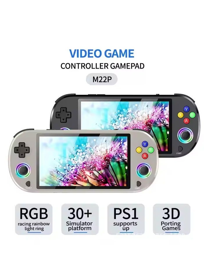 ELTRAZONE جهاز ألعاب محمول رجعي M22 Pro – شاشة IPS مقاس 5 بوصة، عصا تحكم RGB، بطارية 3000mAh، أكثر من 30 محاكي، ألعاب محمولة ومشغل فيديو (أسود) - Image 3