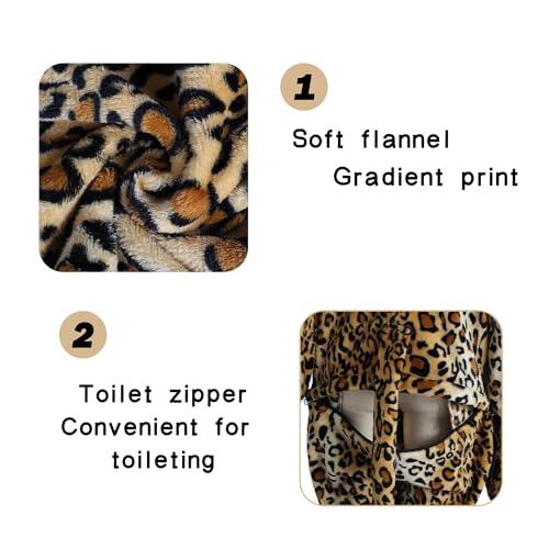 Wizland Flannel Cheetah Costume Kids Fun Onesie Leopard Costume Girls Onepiece Cat Coustume with Detachable Tail for Thanksgiving Halloween 4-6 - Image 2